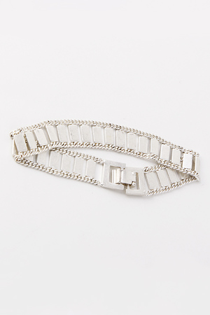 Rectangle Panel Chain Lined Hinge Bracelet 5DCB3